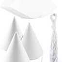 40 Pieces White Paper Party Hats for Kids Birthday, Decorative Bulk Cone Crafts for Adults Art DIY, Halloween Supplies