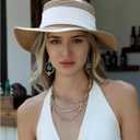 MakeMeChic Women's Wide Brim Sun Straw Hat UPF 50 Roll Up Cap Summer Hats (Khaki)