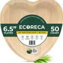 6.5-Inch Heart Shaped Palm Leaf Plates (50-Pack) Disposable for Appetizers Bamboo-Style Eco-Friendly Biodegradable Plates for Parties, Weddings & Catering | Camping Essentials