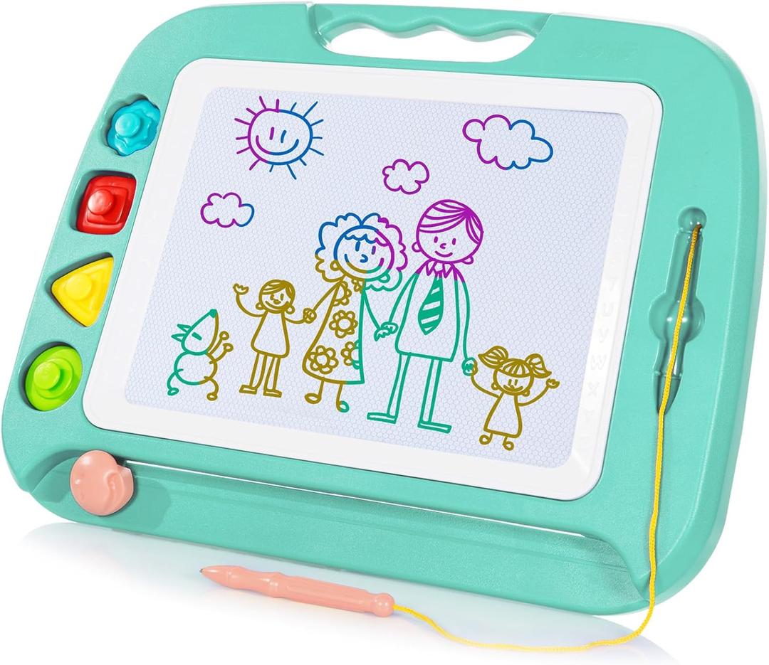 SGILE Toddler Toys for Kids, Large Magnetic Drawing Board for Birthday Gift, Toys for 1 2 3 4 Year Old Girls Boys, Etch & Sketch Pad with 4 Stamps, Learning and Educational, 16 13 in, Green