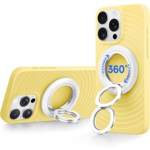 SYNCWIRE for MagSafe Ring Phone Holder, 360 Rotation Magnetic Cell Phone Grip Dual-Sided Magnets Phone Ring Kickstand Compatible with iPhone 17 16 15 14 13 12 Pro Max MagSafe, Android, Samsung etc, (White)