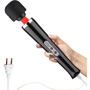 CHARMING Wired Powerful Handheld Massager with Strong 10 Vibrations Back Massage, Personal Therapy Massager for Sports Recovery, Muscle Aches, Full Body Pain (Black)