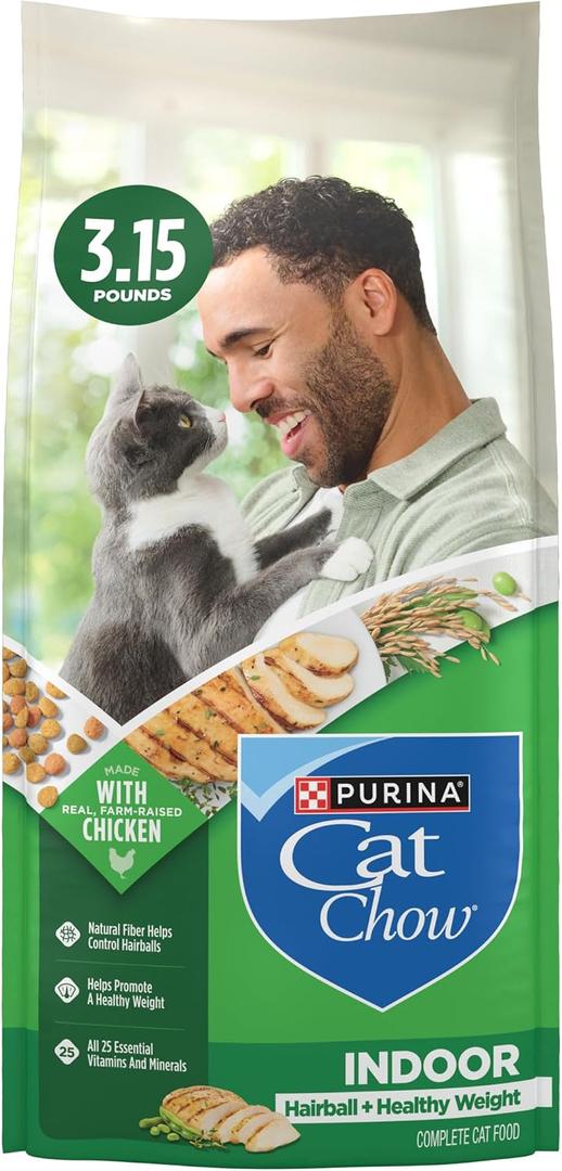 Purina Cat Chow Indoor Healthy Weight and Hairball Dry Cat Food With Chicken - (Pack of 4) 3.15 lb. Bags (EXP 01/31/28)