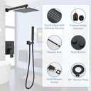 INAGE 10 Inch Shower Faucets Sets, Matte Black Shower System with Push Button Diverter, Shower Fixtures Rain Shower Head and Handheld, Shower Combo Set Rough-in Valve and Trim Kit - IN91165B