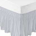 RisQiten Navy Blue Striped Bed Skirt , Adjustable Elastic Bedskirt Dust Ruffle for Queen Bed, Navy Blue White Stripes Farmhouse Wrap Around Bed Skirts Pleated Bed Frame Cover