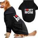 Dog Basic Hoodie Soft Dog Clothes Cold Weather Sweaters for Medium Large Dogs Cozy Fabric Warm Sweatshirt with Leash Hole for Boys (X-Large (35-55 lbs), I Love My MOM)
