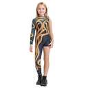 Kids Gold Snake Bodysuit Outfit for Girls Boys Celebrity Party Concert Cosplay Costume, 9-10 Y, 150cm