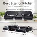 1800W Electric Hot Plate for Cooking, Double Burner with 7.2"&6.1" Cast Iron Heating Plate, Portable Cooking Stove, Adjustable Temperature Controls, Easy to Clean, Compatible for All Cookwares