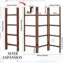 CroBlissful 3 Panel Blanket Ladder, 56.7" H Rustic Wood Quilt Display Rack, Foldable Free Standing Towel Ladder with 9 Hooks, Decorative Blanket Holder for Living Room Bedroom Bathroom Farmhouse Decor