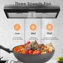 30 inch Black Under Cabinet Range Hood, Stainless Steel Slim Kitchen Vent Hood Ducted/Ductless Convertible with 3 Speed Controls, 5-Layer Aluminum Filters,LED Lights