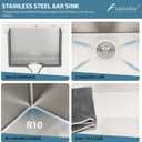 15x15 Inch Bar Sink Single Bowl Drop In Stainless Steel Sink, 15"x15"x9"