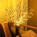 2 x 2 Pack Led Branch Light Battery Operated Lighted Branch Vase Filler Willow Tree Artificial Little Twig Power Brown 30 Inch 20 LED for Home Romantic Decoration, Warm White