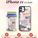 Shorogyt for iPhone 11 Wallet Case - Fits 5 Cards, Compatible with Magsafe Detachable Magnetic Credit Card Holder Leather Cardholder Cute Phone Cover Women Girls for Apple 11, Collage