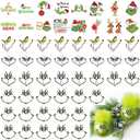 56 Pcs Christmas Face Decal Stickers for Crafts Small 2 Inch Rub on Transfers UV Vinyl Faces Eyes Pitcher Decals for Ornaments Glass Drinking Cups Wood Bowl Decorations Balls Party Supplies (face56)