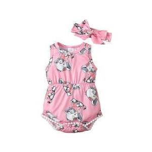 Kimoda Infant Baby Girls Clothes 03 Months Ruffle Romper Newborn Milk Pink Sheep Summer Bodysuit Gift for Christening or Baptism