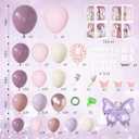 Amandir 153Pcs Purple Baby Shower Decorations for Girl, Double-stuffed Pink Purple Balloon Arch Kit Baby Boxes with Letter Foil Butterfly Balloons Sticker for Birthday Wedding Party Supplies