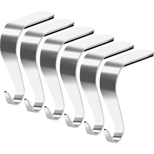 Palonu Christmas Stocking Holders Mantel Stcoking Hangers Metal Hanging Hooks Ornament Hooks Fireplace Hanger Grip for Christmas Decorations (6, Silver)