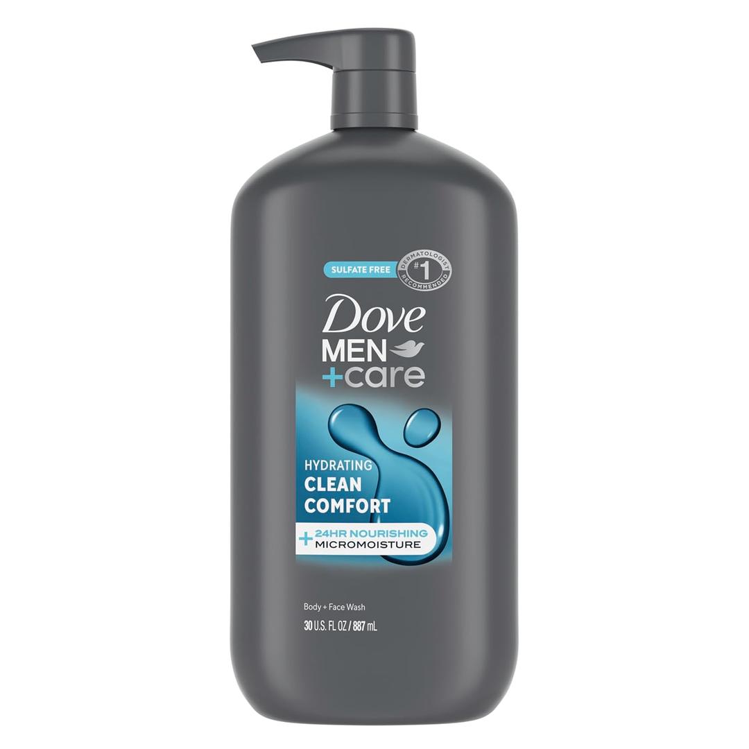 DOVE MEN + CARE Body and Face Wash Hydrating Clean Comfort Men's Body Wash with 24Hour Nourishing Micromoisture Technology 30 oz