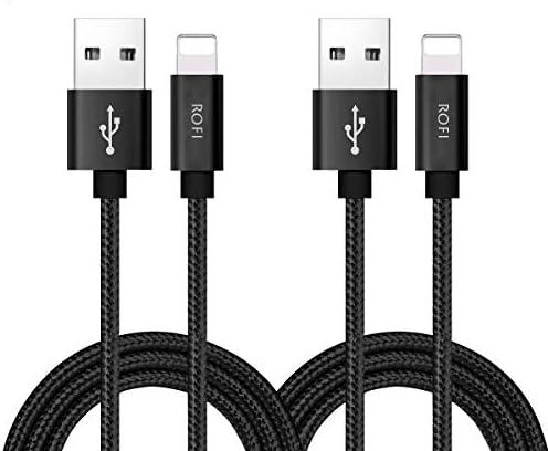RoFI Compatible Phone Cable, [2Pack] 4FT Nylon Braided Fast Charging USB Cord Replcement for Phone X 8 8 Plus 7 7 Plus 6s 6s Plus 6 6 Plus 5 5S 5C SE Pad Air Mini and More (2 Pack Black, 4 FT)