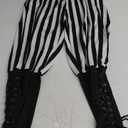 Men's Ankle Banded Pants Medieval Viking Navigator Pirate Costume Trousers Renaissance Gothic Pants (Large, Black-white)