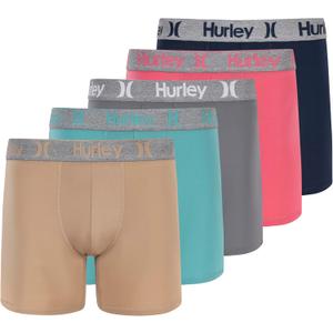 Hurley mens 5 Pack Stretch Boxer Briefs (Large, Khaki Combo)