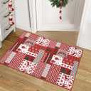 RUGSREAL Christmas Area Rug Christmas Patchwork Pattern Small Entryway Rug Doormat Non-Slip Holiday Decorative Washable Floor Carpet for Indoor Front Entrance Kitchen Bathroom, 2x3 Feet