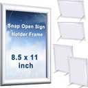 Blulu 4 Pcs 8.5 x 11 Inch Snap Frame Silver Front Load Easy Open Snap Frame Metal Poster/Picture Open Sign Holder, Wall Mount or Tabletop