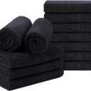 Orighty Black Salon Towel, Pack of 12 (Not Bleach Proof, 16 x 29 Inches) Super Soft and Absorbent Microfiber Hair Salon Towels for Salon, Hand, Gym, Bath, Spa and Home Hair Care