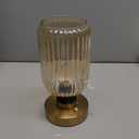 LightRound Table Lamp for Bedroom, Cordless Small Bedside Lamp, Touch Dimmable Rechargeable Lamp Battery Operated with Amber Glass Shades for Night Stands, Living Room, Desk, Bulb Included