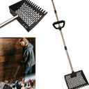 2 in1 Chicken Poop Scooper & Rake 10 Inch Chicken coop Scooper with Ergonomic Grip Adjustable Long Handle (22 to 62") Sifting Shovel Stainless Steel Metal Chicken coop Scoop