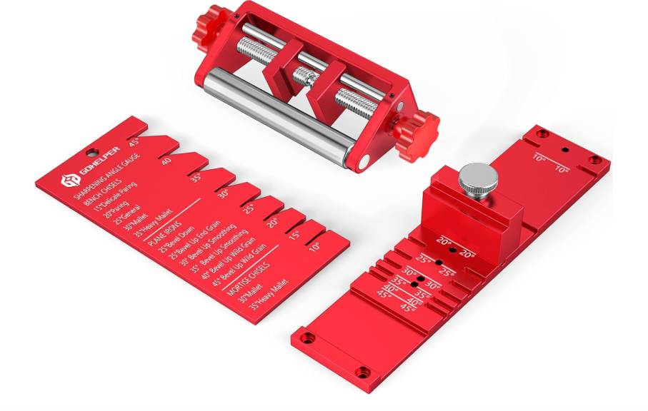 Chisel Sharpening Jig, Wood Honing Guide for Chisels and Planes Width 0.1" to 2.8" with Sharpening Angle Fixture, Angle Gauge from 10° to 45°
