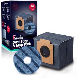 Replacement Vacuum Bags & Mop Pads for Eufy Robot Vacuum and Mop, Compatible with Eufy X10 Pro Omni Cleaner, Large Capacity Dust Bags with Self-Empty Station