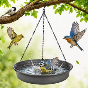 Hanging Bird Bath Hanging Bird-Feeder - CARGEN Garden BirdBath Tray Wildlife Feeder Plate Water Bowl or Water Bowl for Outdoors Garden Patio Decoration (Dark Grey)