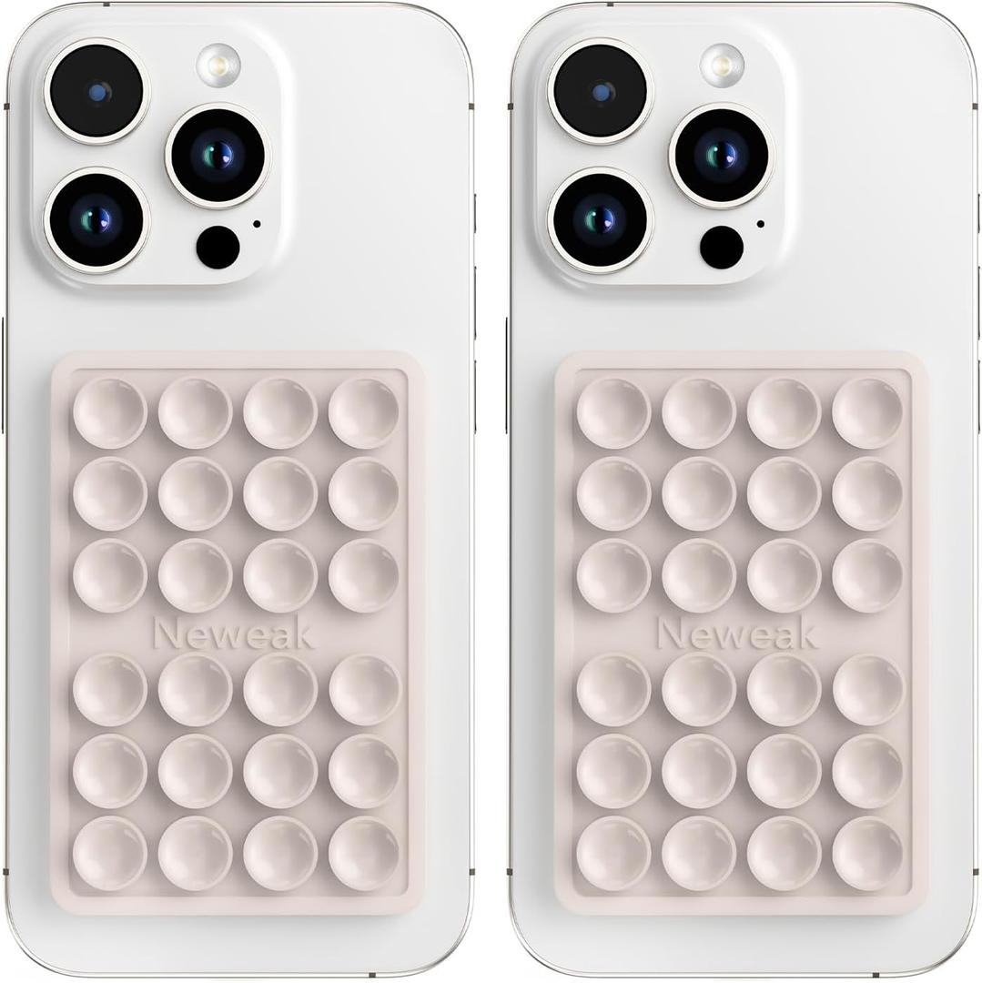 2 Pack Silicone Suction Phone Case Adhesive Mount, Silicone Sticky Holder for iPhone and Android, Hands-Free Grip for Selfies & TikTok, Gift for Women (Grey)