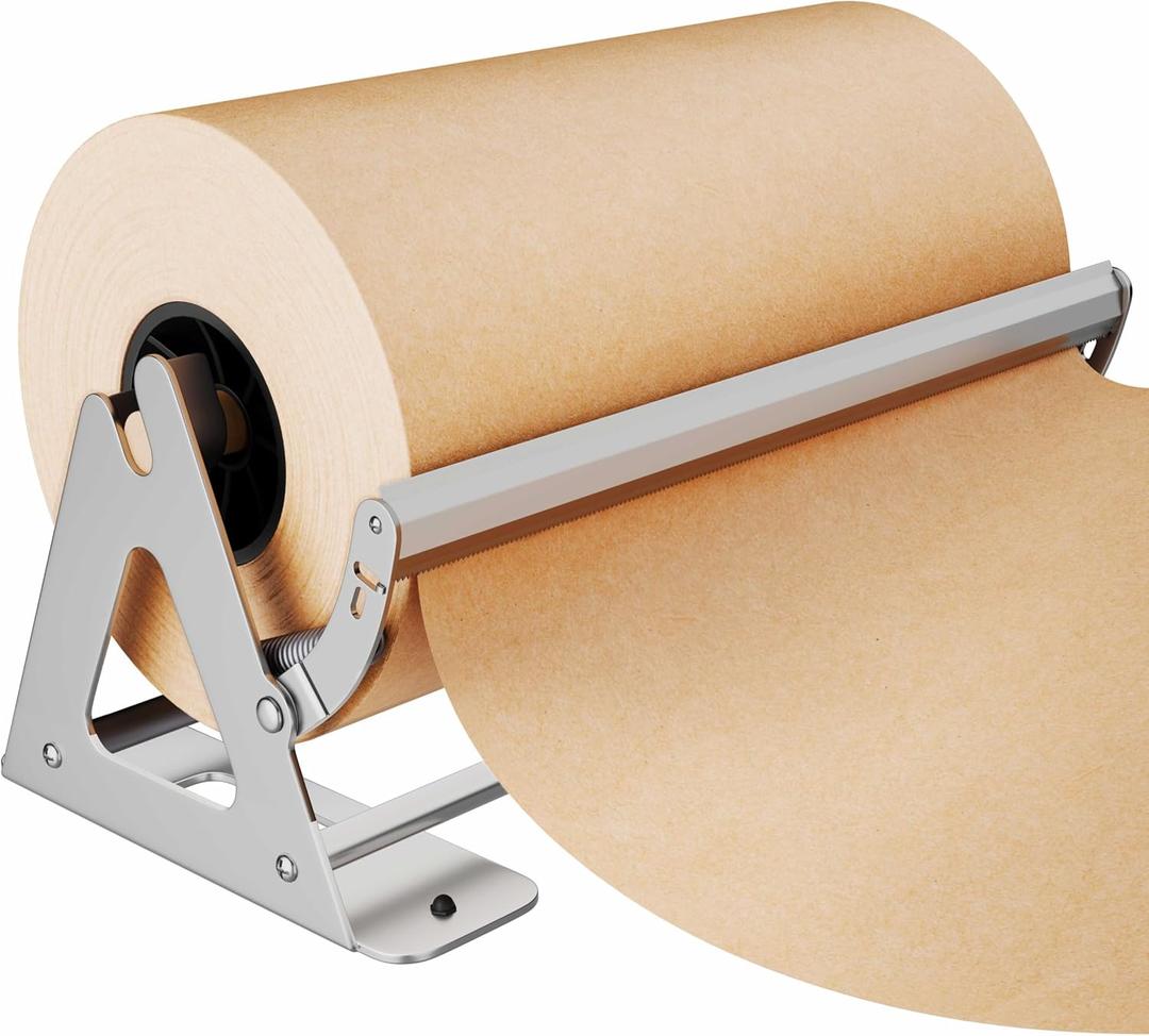 DIY Crew 18 Inch Paper Roll Dispenser and Cutter - Heavy-Duty Wall Mountable, Non Slip Tabletop - Kraft, Freezer, Butcher Paper - Up to 1000ft Rolls