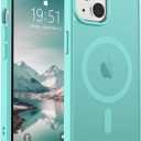 SUPFINE Magnetic for iPhone 14 Case & iPhone 13 Case (Compatible with MagSafe)(Military Grade Drop Protection) Slim Translucent Matte Shockproof Phone Cover,Blue Green