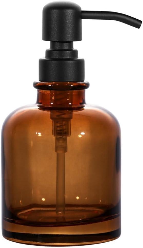 Amber Glass Jar Soap Dispenser, Matte Black Pump, 12oz
Thick Glass, Stainless Steel Pump, Boston Round Bottles, Rustproof Pump, For Essential Oil