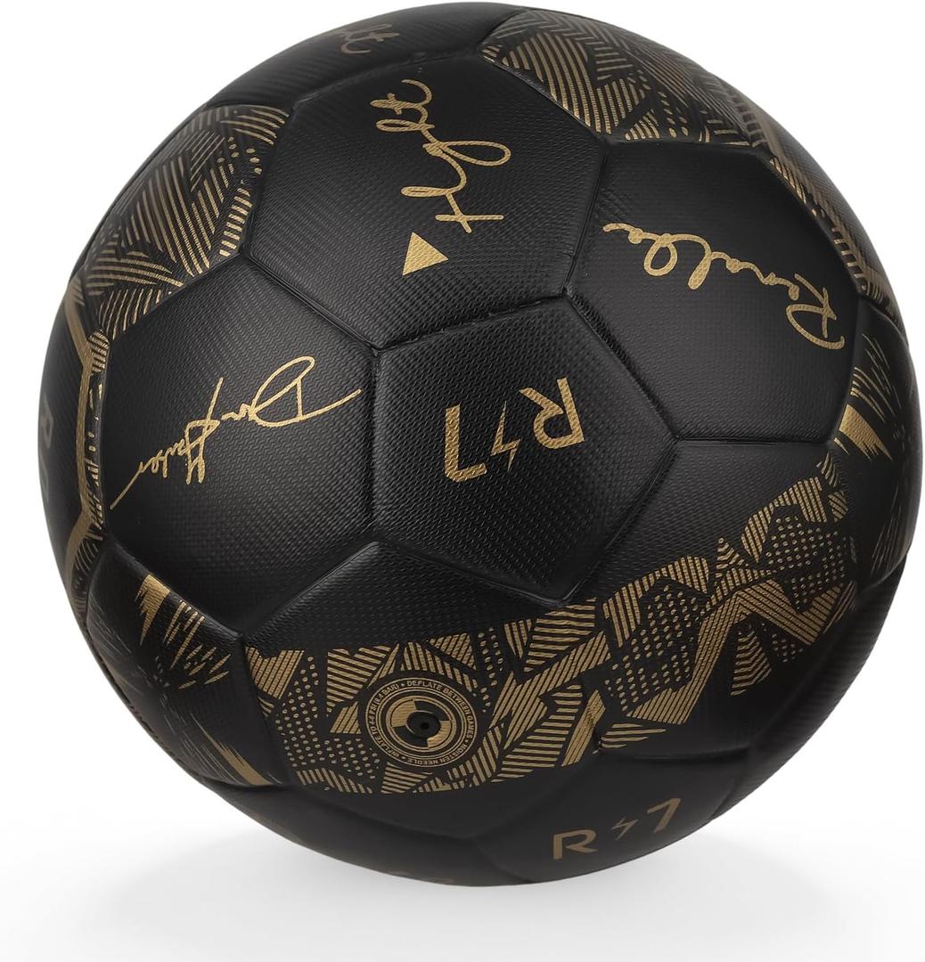 Seamless Soccer Ball Size 4/Size 5 for Adults and Youth, Thermo-Bonded Construction, Waterproof & Leak-Proof, Enhanced Air Retention, Match Ball for Training, Practice and Games (Black)