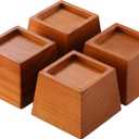 Lufia Wood Bed Risers 3 Inch, Premium Pine Furniture Risers - Sturdy, Stylish and Space Saving 3" Bed Lift for Sofa, Desk and More - 4-Pack (Brown Wood, 3 Inch)