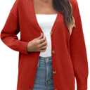 Zeagoo Women's Oversized Button Cardigan Sweaters 2026 Fall Open Front Lightweight Cardigans V Neck Loose Knit Outwear (S)