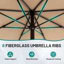 AreShark 10 FT Outdoor Patio Umbrella, Patio Table Umbrella with Push Button Tilt and Crank, Outdoor Patio Umbrellas with 8 Fiberglass Ribs, Patio Umbrellas for Market, Garden, Pool (Beige)