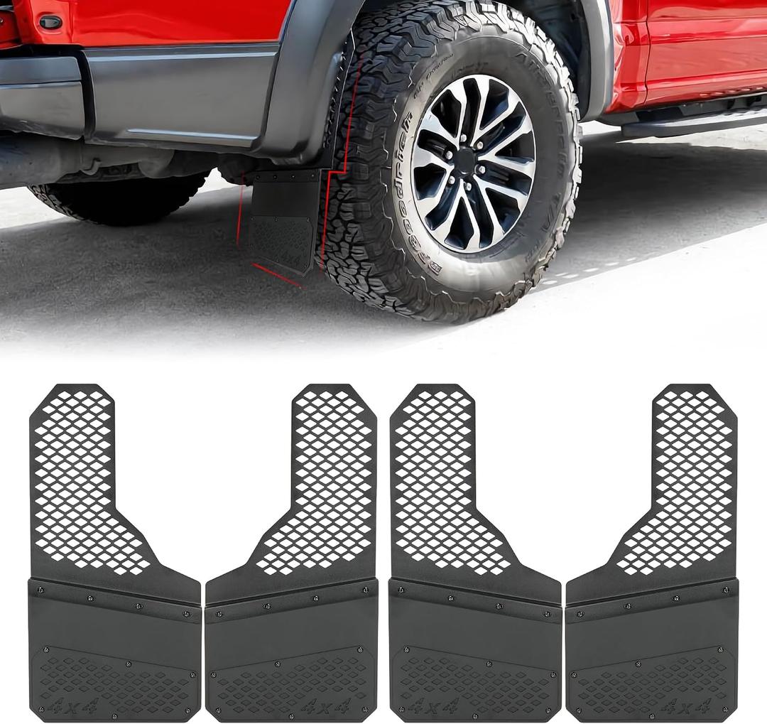 Heavy Duty Mud Flaps, All-Weather Splash Guards, Built for Tough Protection, Universal Fit for Trucks SUVs & Vans, Off-Road & Daily Driving, 4PCS Front & Rear (OEM Black Style)