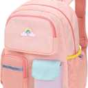 Preschool Backpack for Girls - 15 Inch Kindergarten Backpack for Girls 3 to 8, Lightweight Elementary School Backpack for 1st 2nd Grade, Kids Backpack for School and Travel, Pink