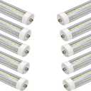 T8 LED Tube Lights 4ft,4 Foot Equal to 45.8in,36W 3600lm,F48T12 CW Fluorescent Tubes Replacement T12,Single Pin FA8,Ballast Bypass,Dual-End Power,White 6500K Light Bulbs for Shop,Pack of 10