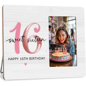 16th Birthday Gifts Picture Frame, Happy Sweet Sixteen for Girl, 16 Year Anniversary Birthday Photo Fits 4x6