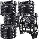 Boao 20 Pcs Double Row Tambourine Half Moon Double Row Metal Jingles Hand Held Instruments Percussion with Handle Grip for Adults, KTV, Party(Black)