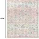 Lahome Pink Boho Area Rug, 8x10 Washable Rugs for Bedroom Girls Living Room, Soft Blush Floral Non Slip Pastel Thin Floor Carpet for Classroom Playroom Home Decor