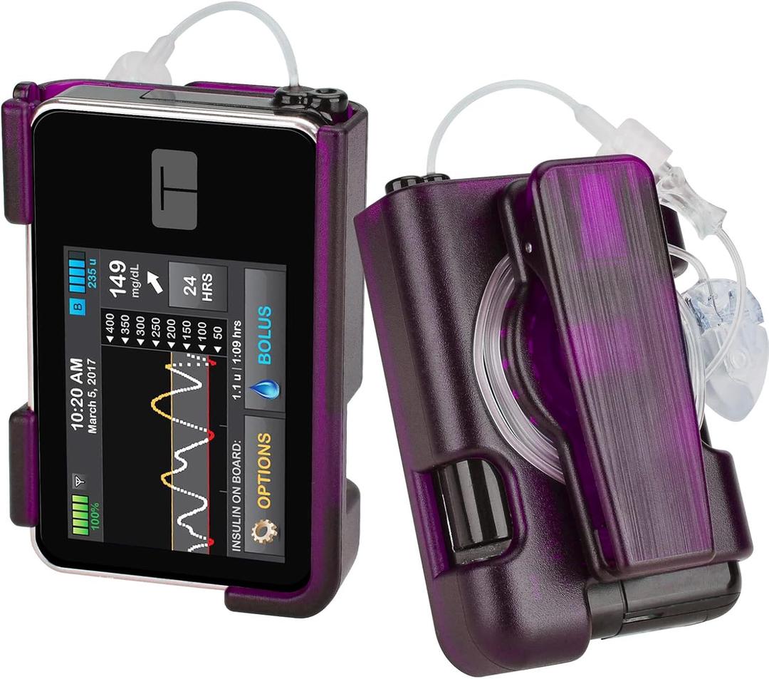 Tslim x2 Pump Case with Clip, Tandem Tslim Pump Case with 360 Rotatable Clip, Tandem Tslim x2 Pump Accessories, Friendly to Screen Protector, Compatible with t:Slim, t:Slim G4 (Purple)