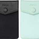 Ultra-Slim Self Adhesive Credit Card Leather Wallet (Black + Mint 2 packs)