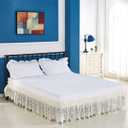 Home Wrap Around Elastic Lace Bed Skirts Bed Wrap Easy Fit Dust Ruffle Bedskirt 14" Drop Dust Ruffle Adjustable